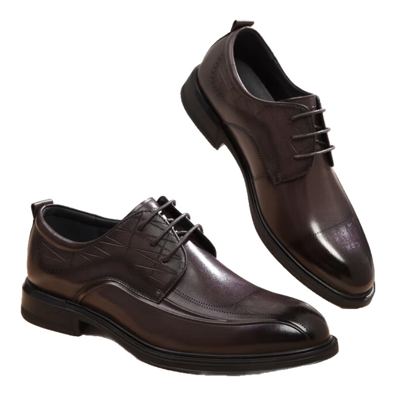 HLA Men's Classic First Layer Cowhide Formal Business Derby Shoes HAAPXM1FBA168 Brown Size 44