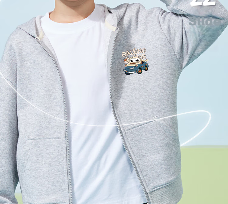 Baleno Boys' Jacket, Spring And Autumn 2026 Style, Casual Loose Outerwear for Boys, Spring Clothing for Older Children, Hooded Cardigan, Children's Wear 2