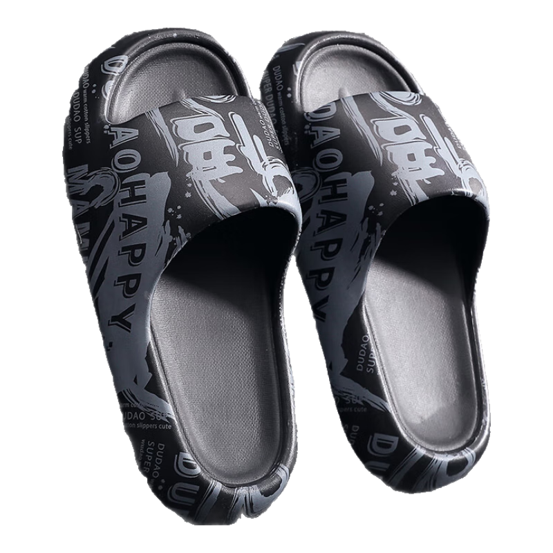 GUOLUOFEI National Trend Men's EVA Squishy Slippers, Summer Bathroom Shower Outdoor Wear Thick-Soled Sandals for Women, Black, Size 36-37