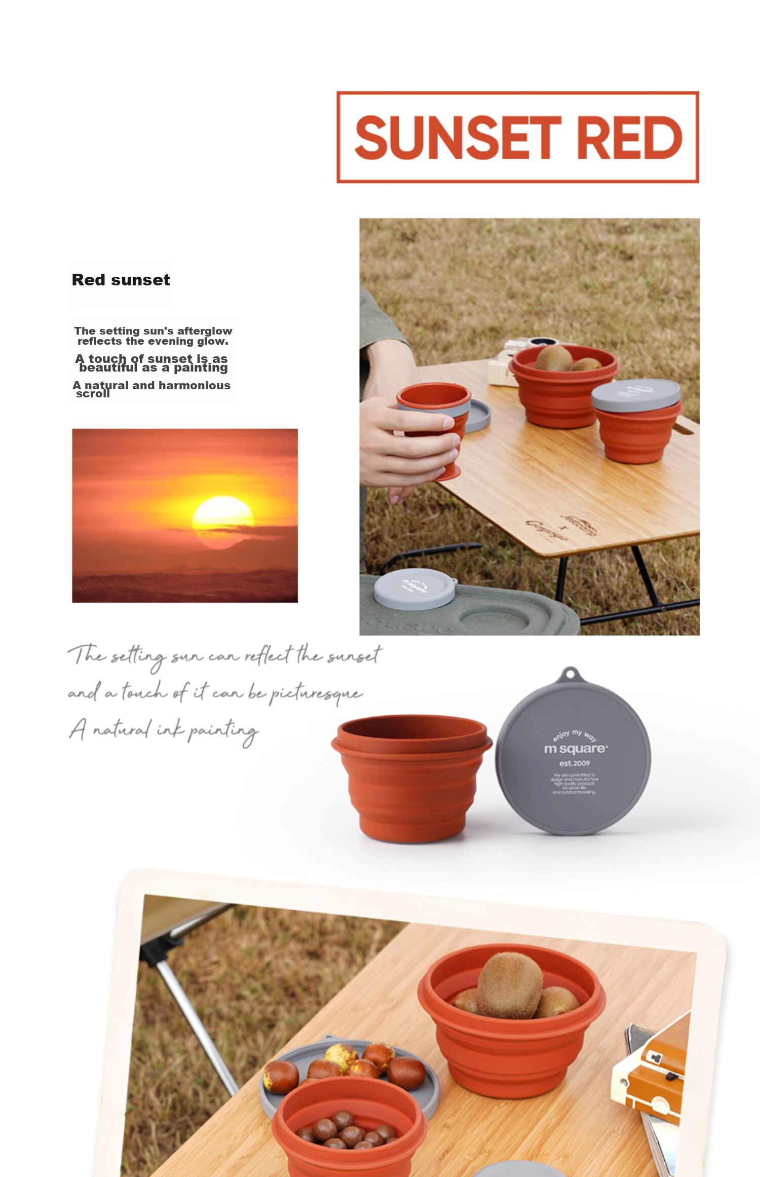 M Square Folding Bowl Portable Travel Silicone Cup Bowl Food-Grade Ramen Bowl Camping Picnic Baby Bowl Blue Large Bowl 12