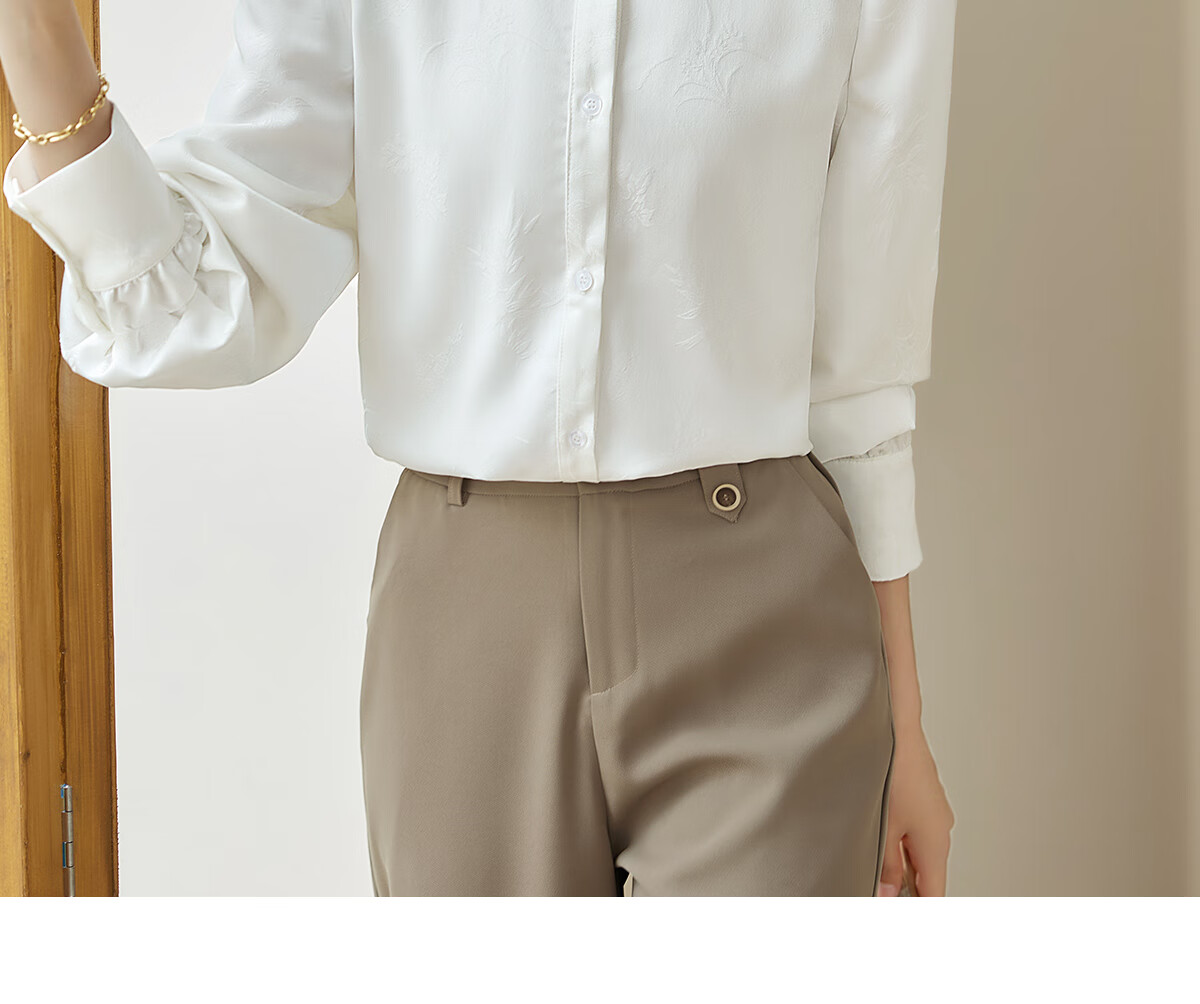 Chushen Spring And Autumn Long-Sleeve Shirt for Women, Textured Pattern Design, New Chinese-Style Elegant Office Blouse Top S143C2045 3