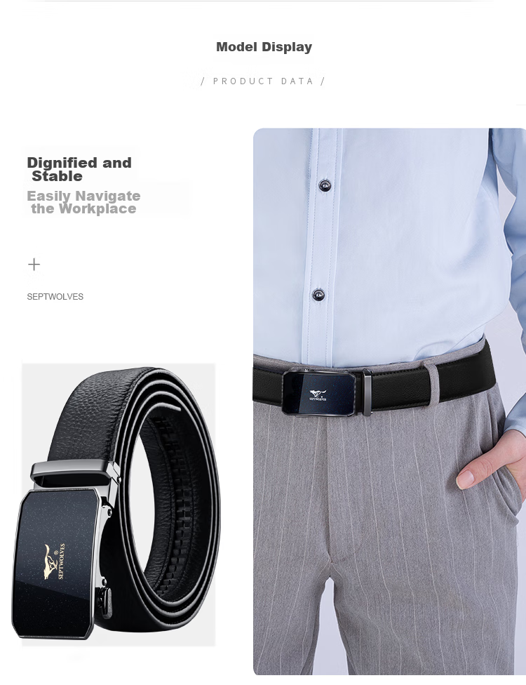SEPTWOLVES Men's Leather Belt, Flyco Shaver Gift Box, Waistband, Anniversary Birthday Gift for Husband Boyfriend Father 8