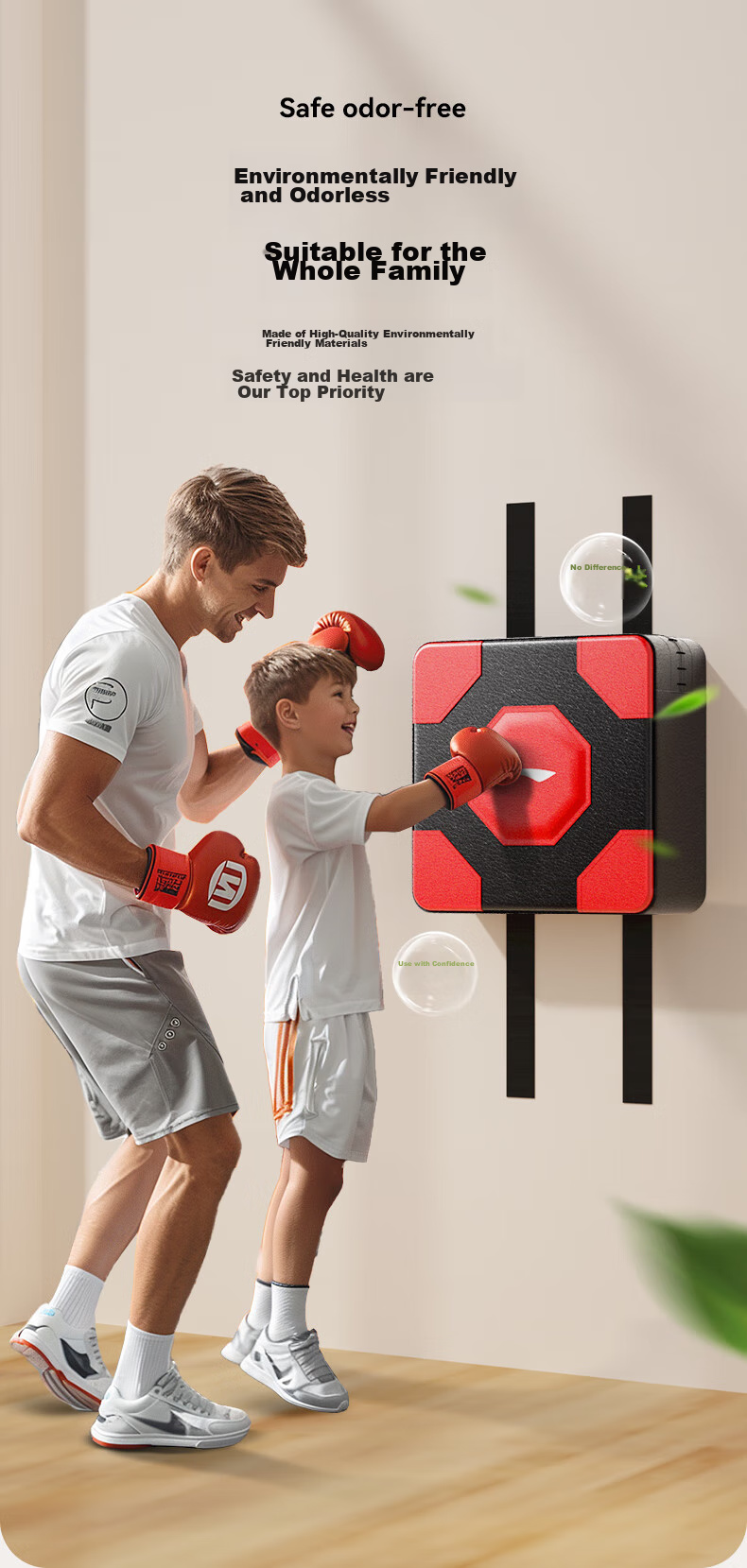 Li-Ning Boxing Wall Target Training Equipment, Home Use Adult Punching Bag, Wall-Mounted without Drilling, Kickboxing Sandbag, Indoor Use for Childre 12