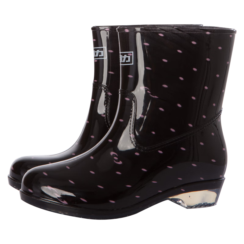 Huili Women's Rain Boots, Fashionable Outdoor Waterproof Non-Slip Wear-Resistant Rain Shoes, Model HL523, Pink And Black, Size 40