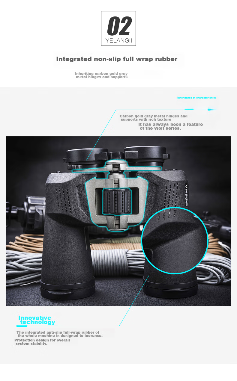 BOSMA Binoculars, Wild Wolf 2nd Generation, 12x50 High Definition, High Magnification, Waterproof, Microscopic Night Vision, Wild Wolf Second Generatio 7
