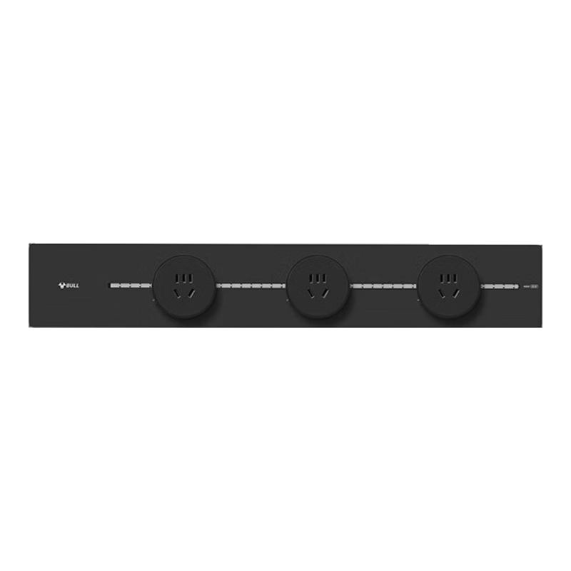 BULL Track Socket, Movable Power Strip, Rail-Type Power Outlet, Sideboard Switch Socket Panel, GB6 Silver Wing Model, 50 Cm + 3 Black Five-Hole Sockets