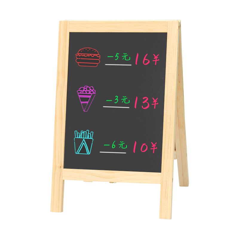 AUCS Desktop Whiteboard Notepad Small Blackboard, Stand-Up Writing Board 19*30cm, Vertical Home Blackboard Office Display Board Chalk Children's Double-Sided Advertising Board