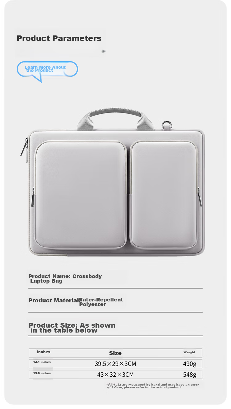 Biyoumei Laptop Bag, Handheld Slim Style, 14-Inch Notebook Briefcase, Suitable for Apple, Huawei, Xiaomi, Lenovo 13
