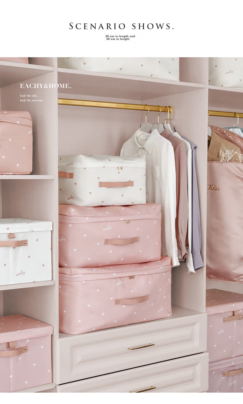 EACHY Quilt Storage Bag Moving Packing Bag Clothes Bedding Moisture-Proof Anti-Mold Love Pink XXL:63*48*35 9
