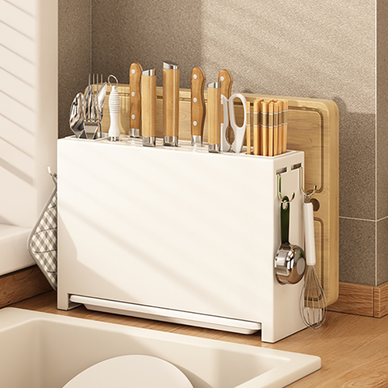 Canjiangjun Kitchen Storage Rack, Knife Holder, Countertop Multifunctional Organizer Shelf, Chopstick Holder, Cutting Board Rack, Table Carbon Steel Shelf