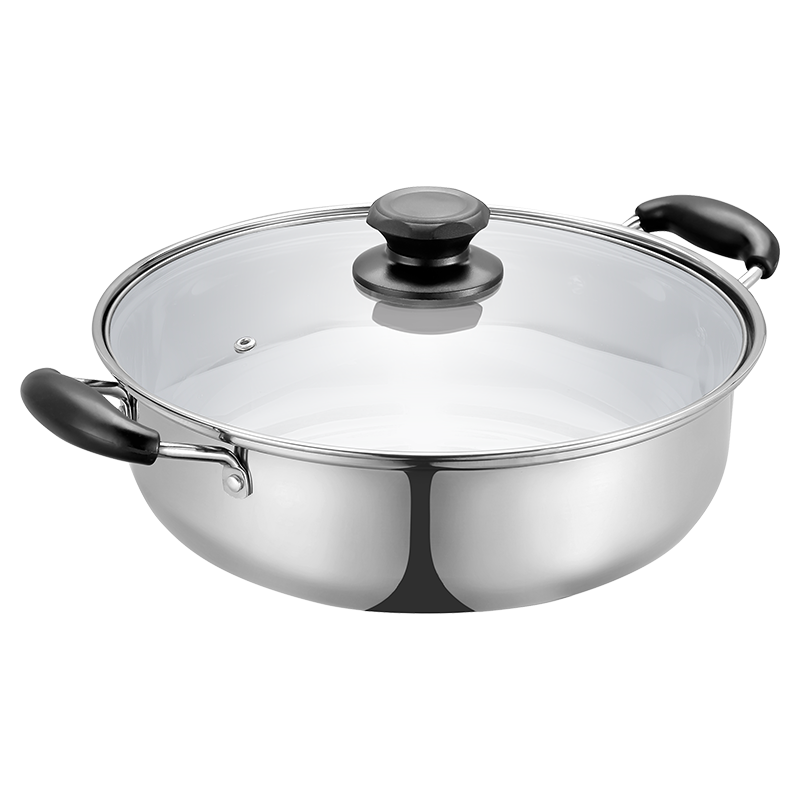 Jinyu Casserole Pot for Hotpot, Stainless Steel Outdoor Induction Cooker Soup Pot, 28CM 5.3L Large Capacity