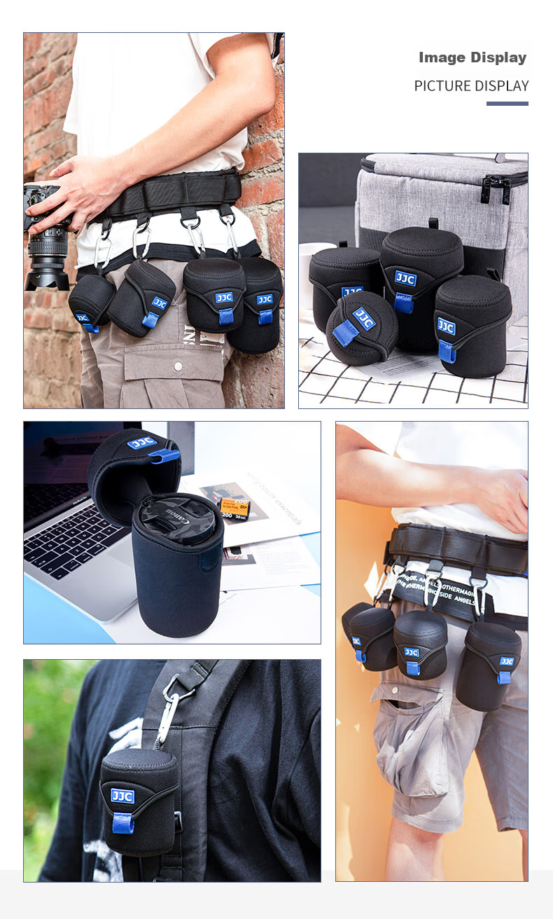 JJC Lens Bag, Storage Pouch Protective Tube, Suitable for Canon Nikon Sony Fuji Pentax Tamron DSLR Mirrorless Camera Lens Case/Tube Photography Waist Pack 9