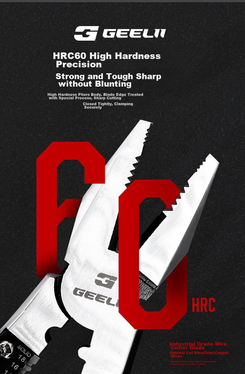 GeeLii 9-Inch Diagonal Cutting Pliers, Multi-Functional Pliers, Wire Stripping Pliers, Side-Cutting Pliers, Wire Cutting Pliers, Electrician's Scissors, Diagonal Pliers 65061 13