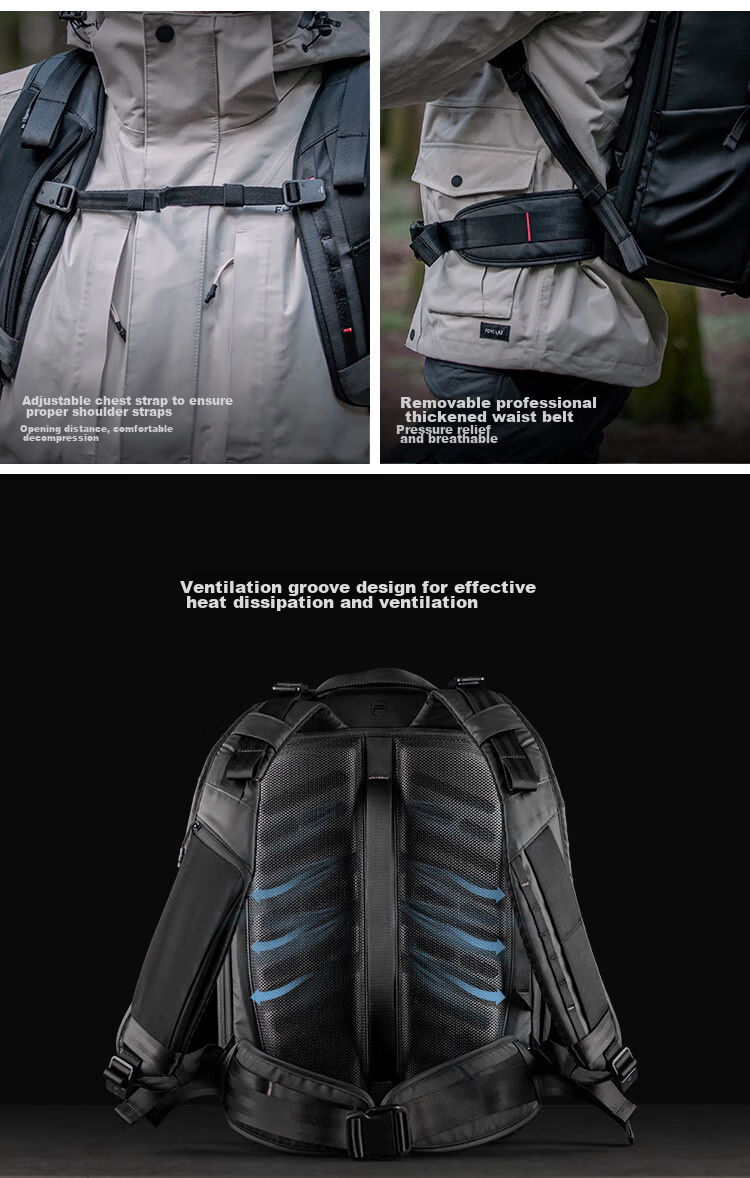 PGYTECH Dandelion OneMo2 Camera Bag, Canon Fuji DSLR Camera Bag, Laptop Stabilizer Digital Professional Storage Outdoor Hiking Backpack, 25L Parent-Child Bag, Deep Space Black 10