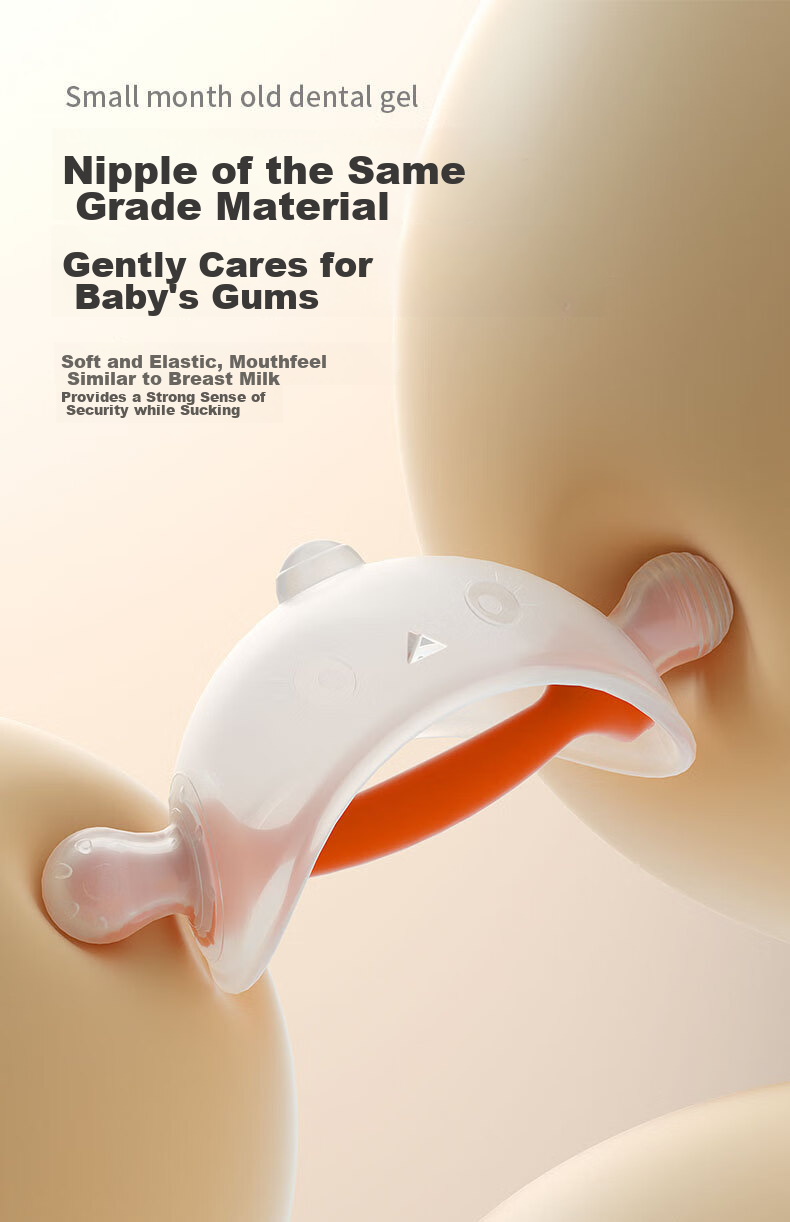DOCTOR MA Baby Teether Mushroom-Shaped Silicone Teether Toy, Anti-Thumb Sucking Oral Teether for Young Infants, Orange 3