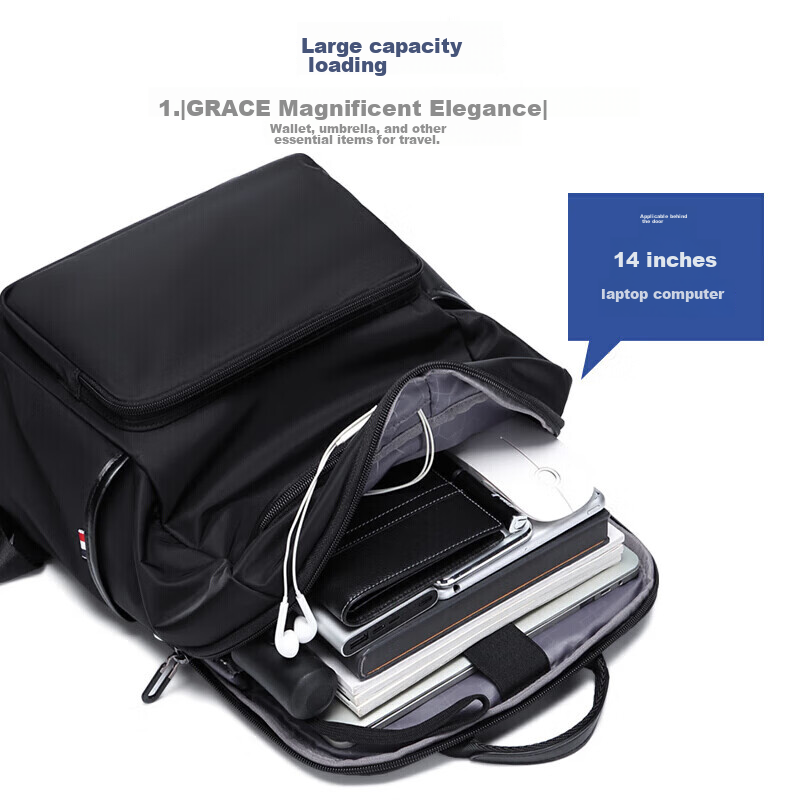 GOLF Laptop Backpack with 14-Inch Notebook, Men's Backpack with Earphone Holes, Business Travel Large Capacity Desig