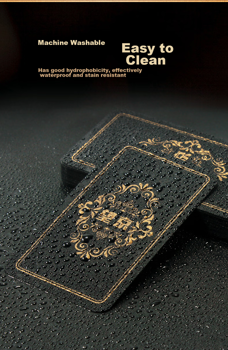 Wangjing Poker, Black And Gold Mahjong Tiles, Playing Cards, Hand-Rubbed Plastic, Waterproof, Portable, for Outdoor Activities, Camping, Travel, Dormitory Use, Mahjong And Poker 4