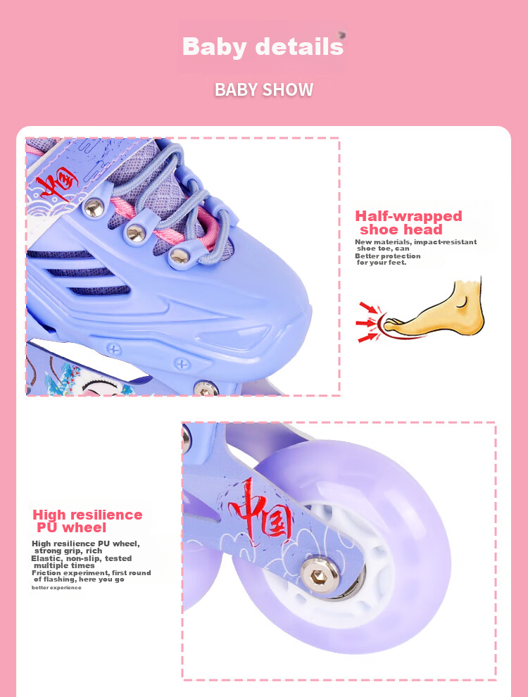 EVERVON Roller Skates for Children, Inline Skates with Full Lighting, Model 388, Includes Free Helmet And Protective Gear, Purple, Size M (Suitable for Ages 6-12) 9