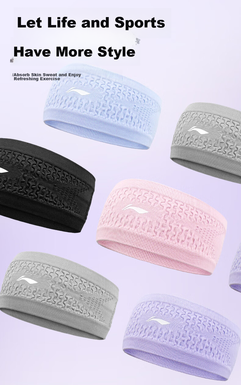 Li-Ning Sports Headband for Women And Men, Sweat-Absorbing Band, Wide Fitness Running Forehead Sweat-Guiding Headband Scarf, Pink 11