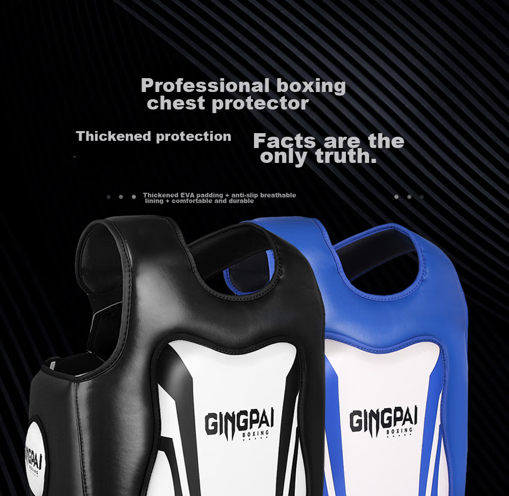 Jingpai Boxing And Kickboxing Chest Protector for Adults, Children, Boys And Girls, Professional Training, Competition, Thickened Armor, Blue, Size L 1
