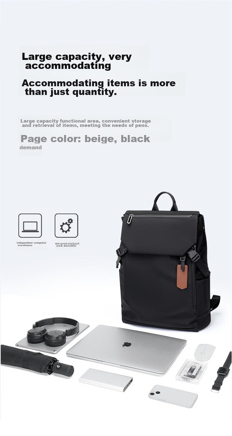 GOLF Backpack for Men, 15-Inch Laptop Bag, Business Travel Backpack, Casual Student Bookbag, Black 8
