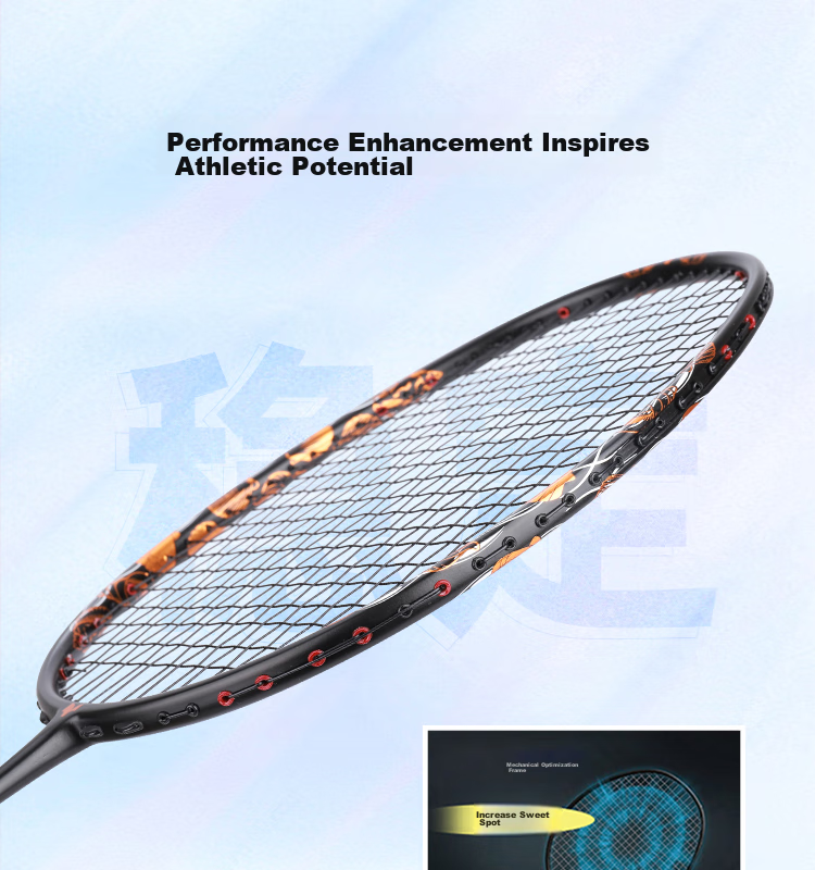 Yodiman Secondary-Shaped Black Gold Badminton Racket, 4U Full Carbon V8 Single Racket (Pre-Strung) 12