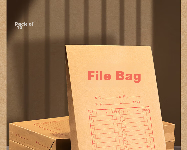 Deli 10 Pieces 280g Thick Kraft Paper File Folders, Document Storage with 6cm Side Width for Bids, Contracts, And Files, Bid Document Folders for Office File Protection 64104 2