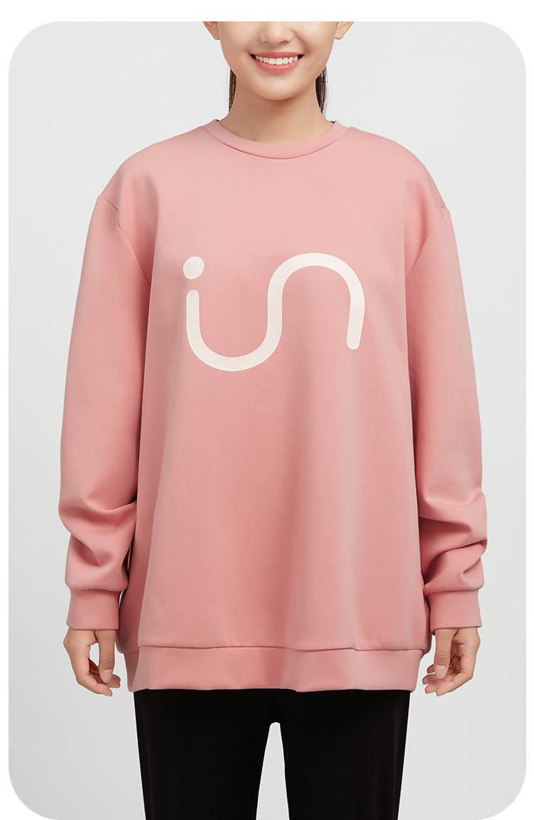 Yiershuang Couples Homewear Crew Neck Air Layer Printed Sweatshirt Cotton Matching Casual Sports Pullover Unisex Pajamas 20