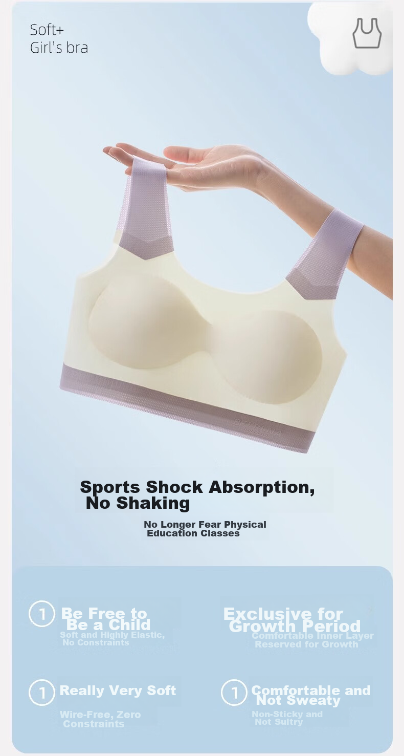 FitonTon, 2-Piece Set, Teenage Girl Underwear, for Middle And High School Students in Puberty, Seamless Summer Bra, Girls' Sports Bralette with Anti-Shock Desig 10