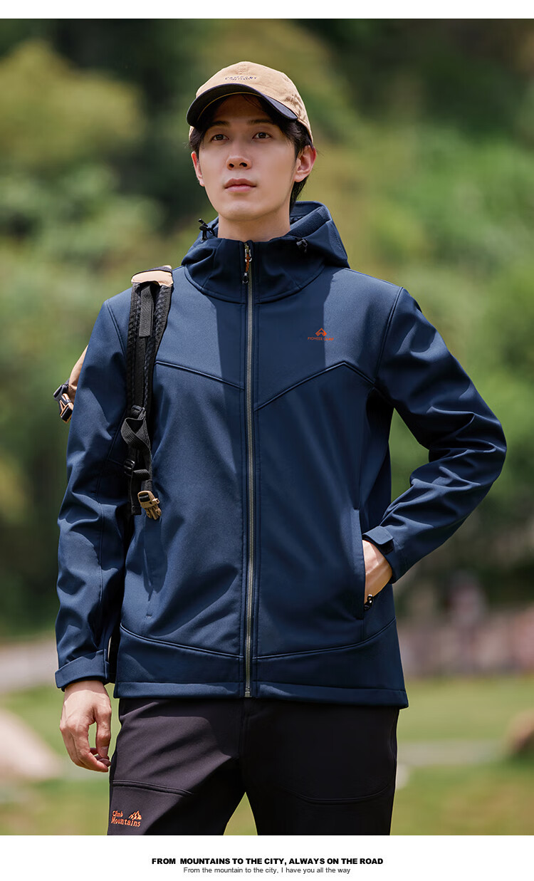 Pioneer Camp Men's Seal Softshell Jacket Spring Autumn Outdoor Mountaineering Waterproof Windproof Fleece Lined Warm Running Sports Jacket 21