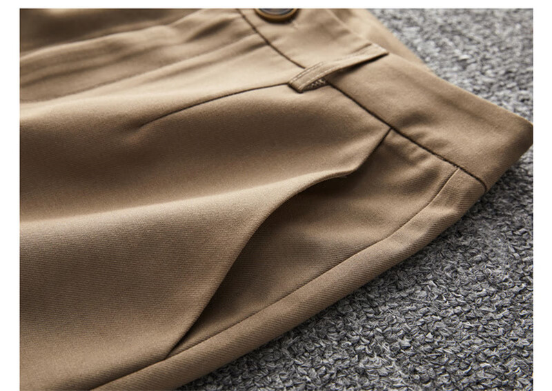 Dme Cropped Pants for Spring And Autumn, New Straight-Leg Suit Pants with Fake Pockets, Casual Trousers for Women, Khaki, S 79