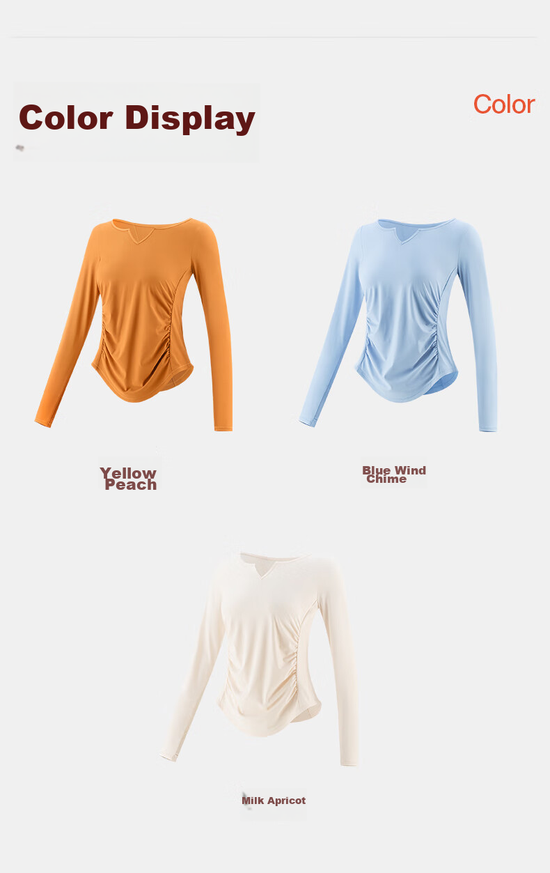 VFU Xiaomanyao Yoga Top, Long Sleeve Women's Quick-Dry Sun Protection Fitness Workout Shirt, Pilates Cover-Up, Autumn, Yellow Peach Color, Size L 24