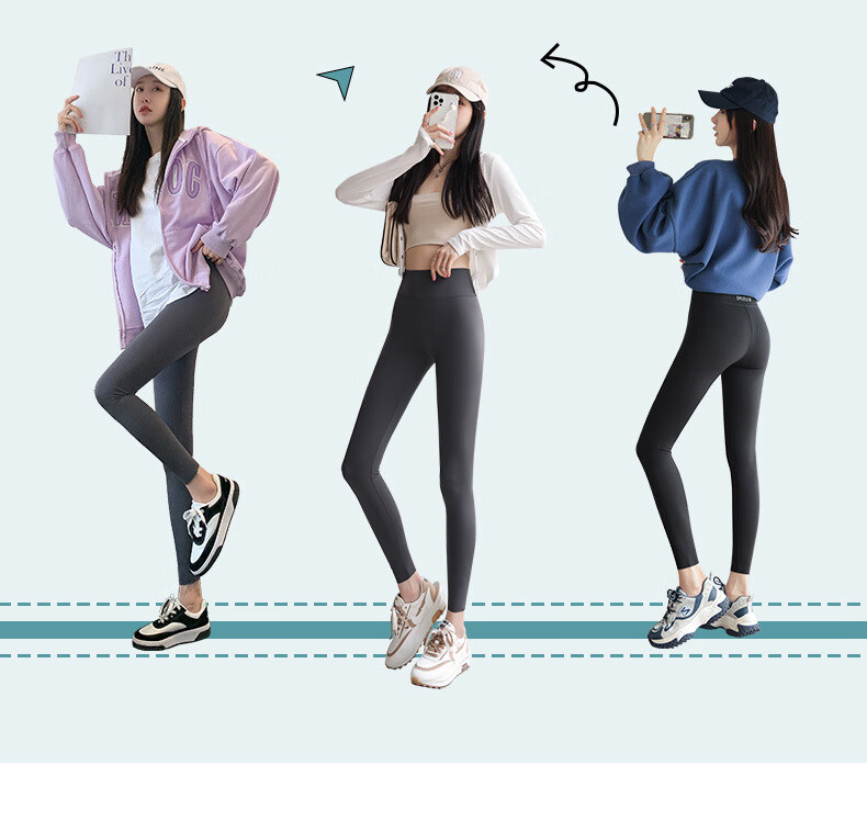 LangSha Shark Leggings for Women, Thin Autumn Style, Tight-Fitting, Tummy Control, Butt-Lifting, High-Waist Fitness Base Layer Yoga Pants 17