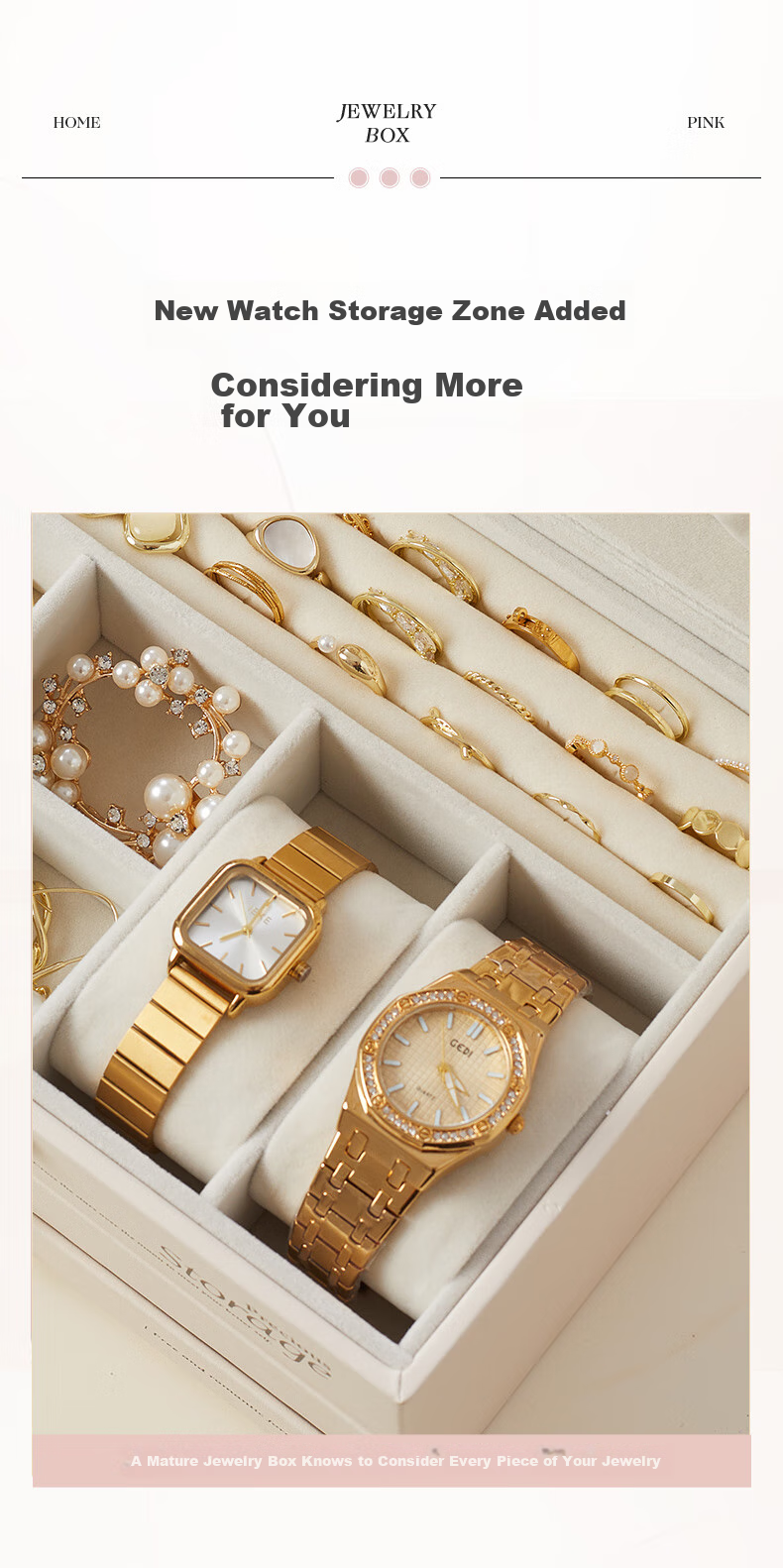 EACHY Three-Tier Lockable Jewelry Box for Gold Necklaces, Earrings, And High-End Exquisite Accessories Storage Box, Patchwork Color 7