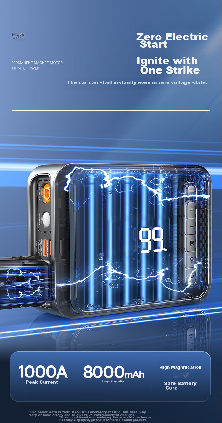 Baseus Car Emergency Jump Starter Air Pump Combo, Suitable for Xiaomi SU7 Car Storage And Power Bank 13