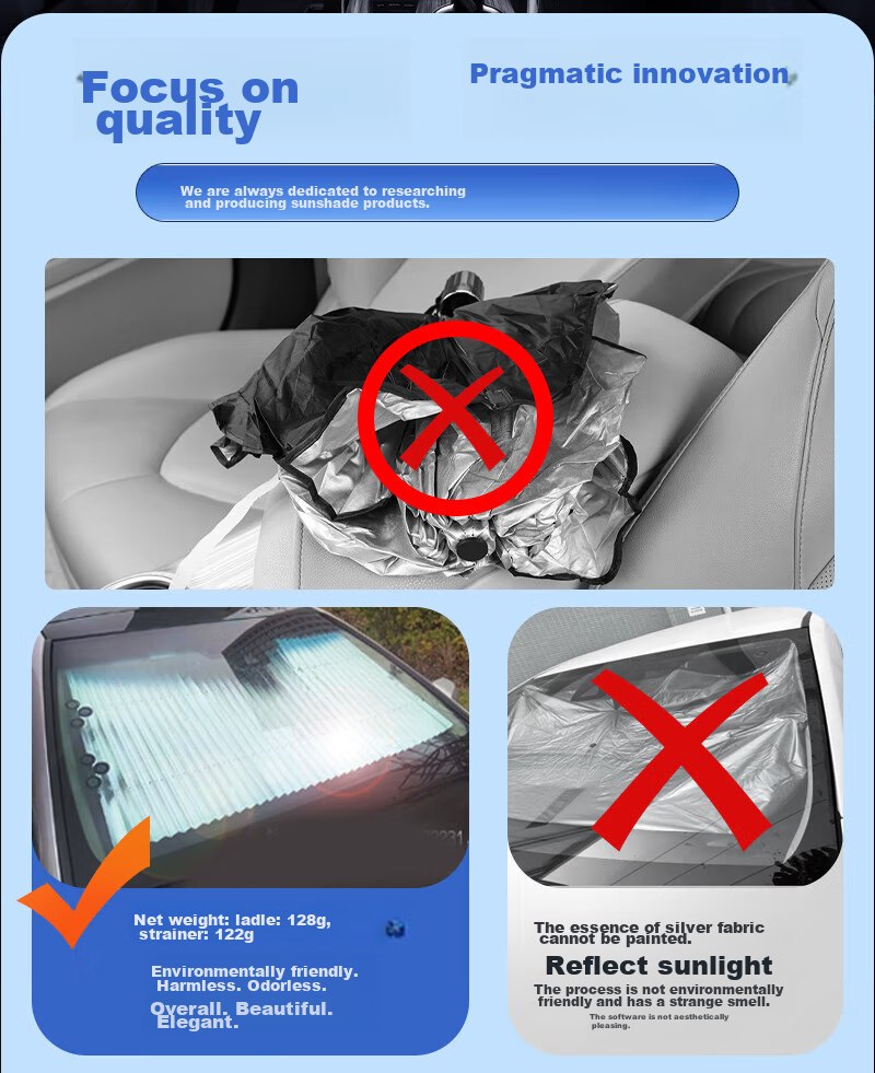 Huashi Car Sunshade, Front Windshield Automatic Retractable Suction Cup Type, Specialized Car Sunshade, Windshield Sunshade And Heat Insulatio 3