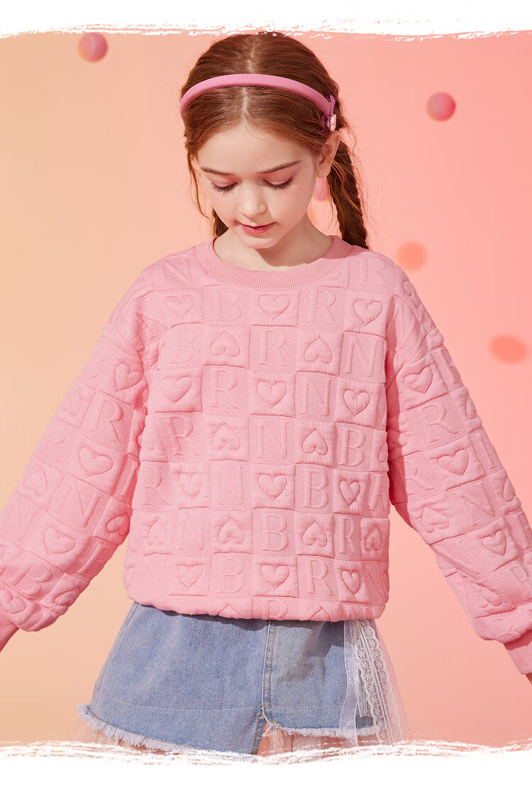 ASK JUNIOR Children's Clothing, Girls' Sweatshirt, Autumn Wear for Older Kids, Casual Fashion Printed Pullover Top, Pink, Size 160 16