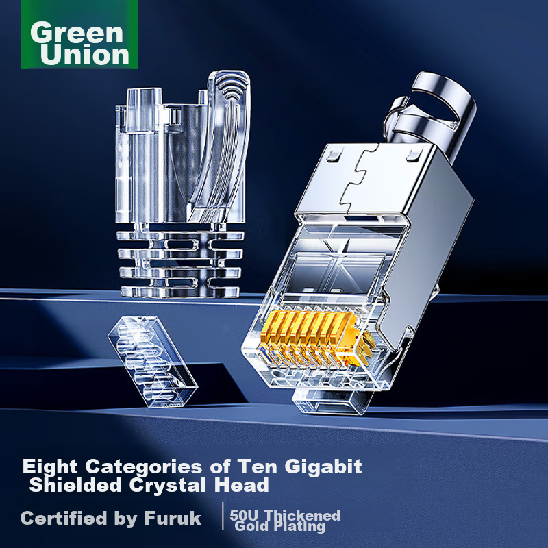 UGREEN CAT8 Shielded RJ45 Connectors, Gigabit Network Plugs, 50U Gold-Plated Professional Grade RJ45 Computer Network Cable Connectors, CAT8 Crystal Heads, 10 Pieces, 35770