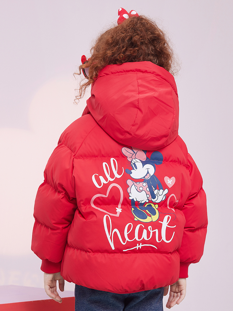 迪士尼(disney)童装 女童羽绒服外套21年冬季新品儿童连帽保暖上衣