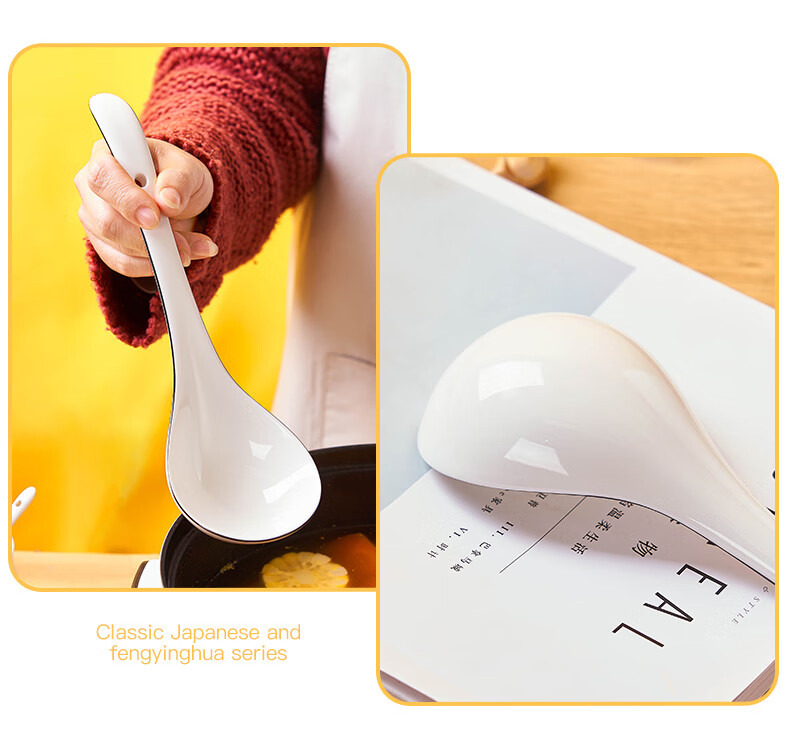 Youlaifu Ceramic Large Soup Ladle, Rice Spoon, Individual Serving Spoon, Hot Pot And Casserole Spoon, Porridge Spoon, Soup Ladle, Tablespoon, Extra Large Size 7