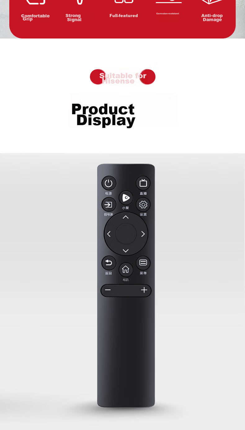 Accoona Universal Remote Control Compatible with Hisense Smart TV Vidda CN3A75, 3V75, 3A69, 3A57, 55-Inch, 65-Inch Vidda LCD TVs 3