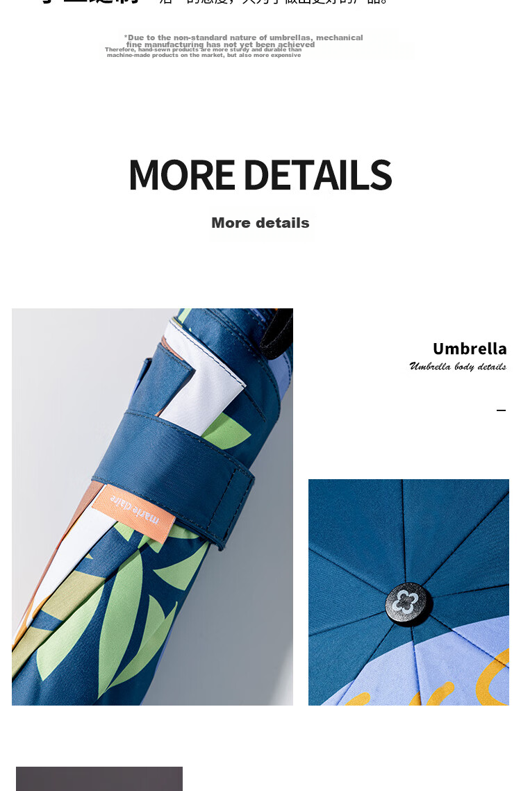 Marie Claire Long Handle Umbrella with Curved Hook And Straight Ribs, High-Quality Women's Umbrella, 8 Ribs Windproof, Dark Blue 11