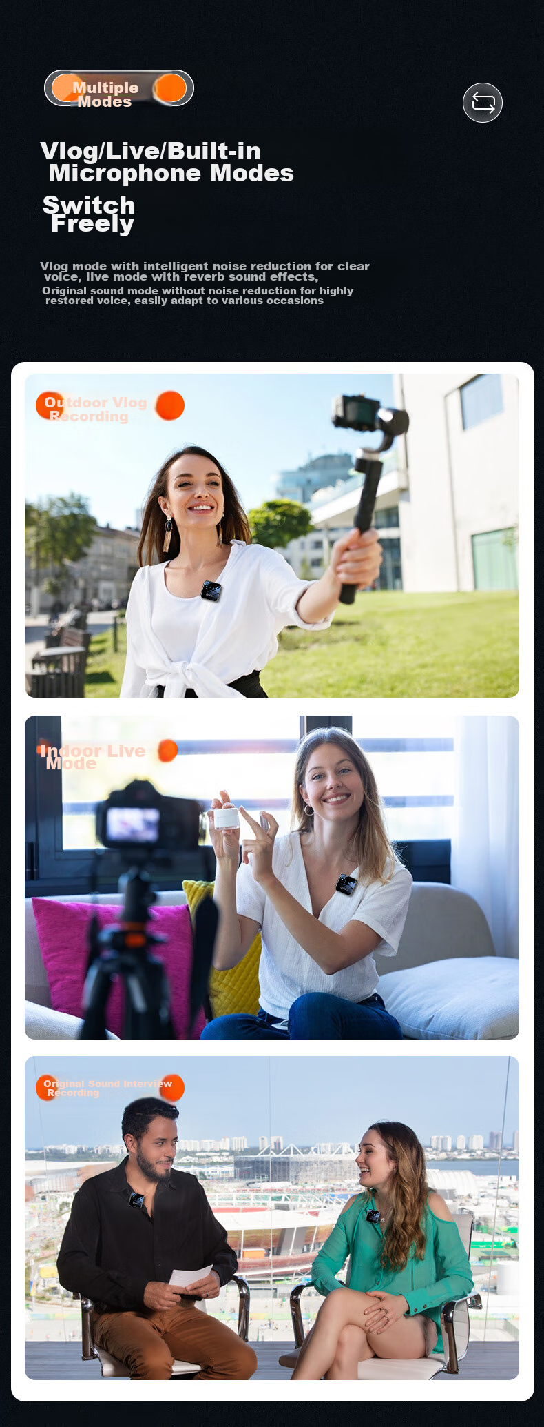 Haomuren Wireless Lavalier Microphone, Live Streaming Audio Equipment, Host Short Video Phone User External Noise Reduction Karaoke Recording Lavalier Microphone, Professional Microphone 13