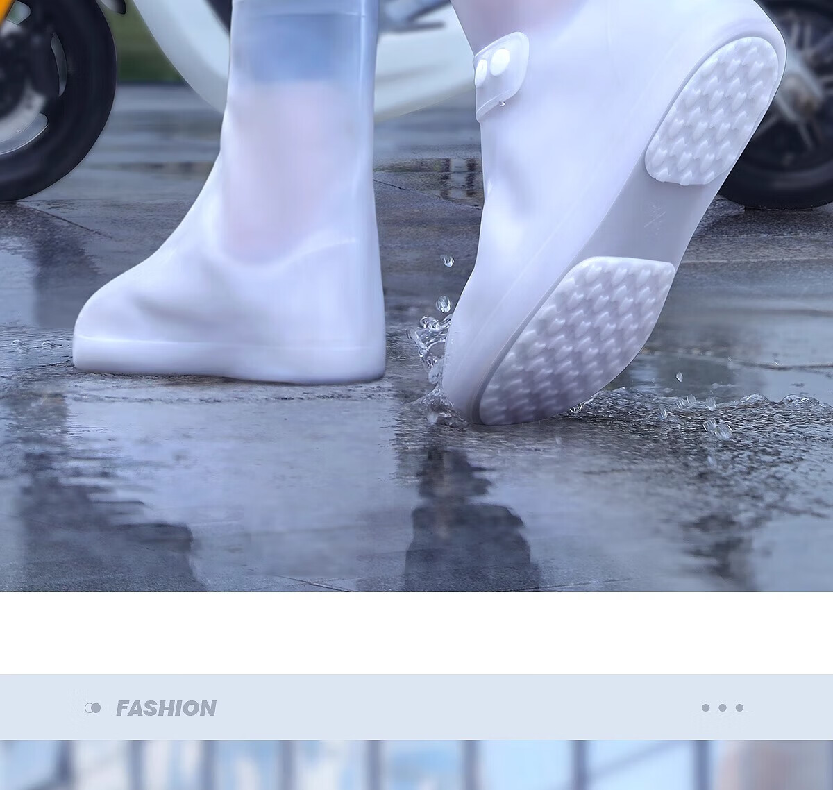 BWNK Waterproof Rain Boots, Non-Slip, Wear-Resistant, Adult High-Top Silicone Thickened Water Shoes, White, Size L 7