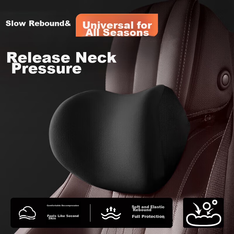 Buleishen Car Headrest, Neck Support Pillow, Lumbar Support Cushion, Automotive Accessory, Black, Suitable for Xiaomi SU7