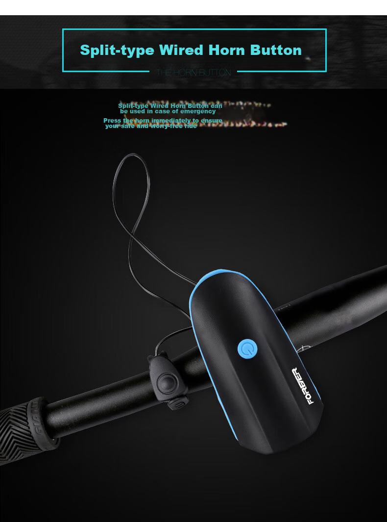 FOREVER Bicycle Horn Light, Mountain Bike Road Bike USB Rechargeable Front Light LED Light High Brightness Flashlight, Cycling Accessories with Multiple Light And Sound Modes 2