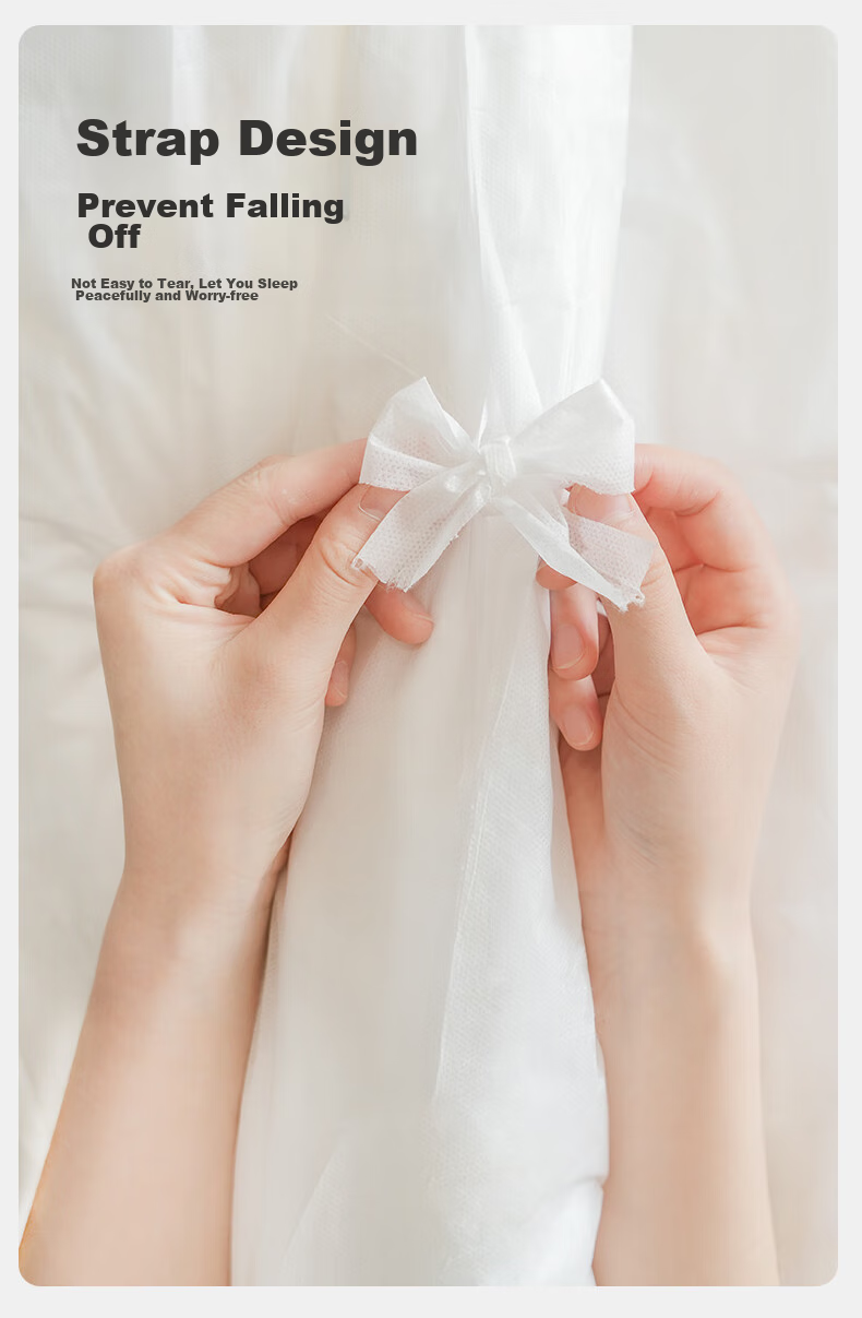 COTTON SHOOTS Disposable Bed Sheet Pillowcase Duvet Cover Travel Portable Bedding Set Thickened Dirt-Proof White Single Bed Three-Piece Set 5