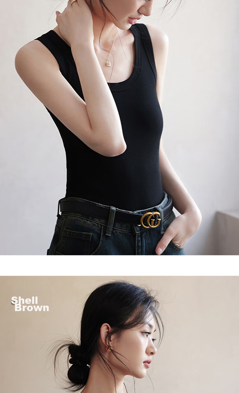 MiiOW Women's Camisole Tank Top, Cool Summer Modal Cotton, Conceals Side Boob, Inner Or Outer Wear, Round Neck Slim Fit T-Shirt Undershirt Top 9