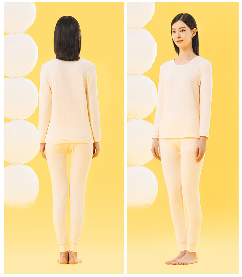 Yiershuang [7A Antibacterial And Anti-Mite Three-Layer Thickened] Autumn And Winter 100% Cotton Thermal Underwear Set for Women, Autumn Top And Pants 22