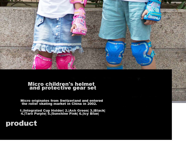 Micro Ancient Children's Protective Gear Roller Skates Skateboard Balance Bike Helmet Micro Anti-Fall Hand Elbow Knee X8M Pink S Size 2